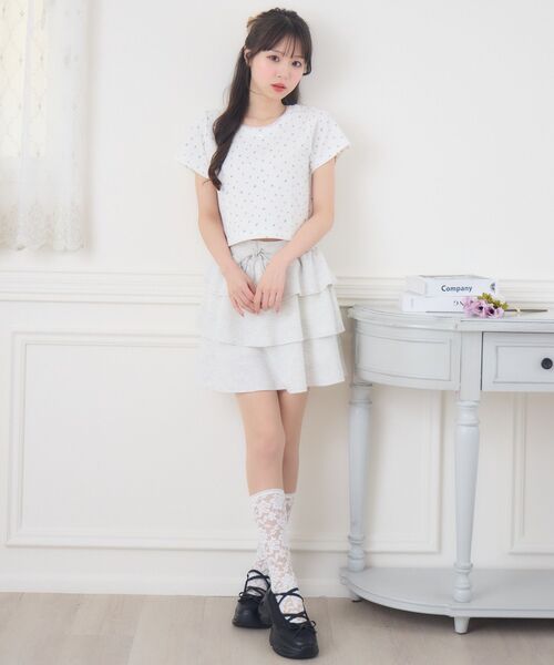 ems excite(エムズエキサイト)の「小花柄ワッフルTEE(Tシャツ/カットソー・レディース・イエロー系その他/ホワイト系その他/ブラック系その他・FREE)」の7枚目の写真