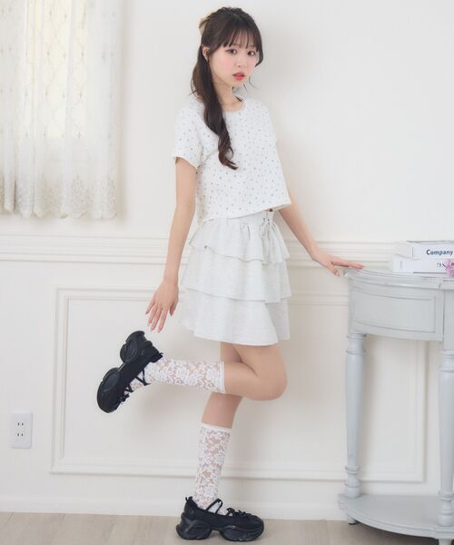ems excite(エムズエキサイト)の「小花柄ワッフルTEE(Tシャツ/カットソー・レディース・イエロー系その他/ホワイト系その他/ブラック系その他・FREE)」の8枚目の写真