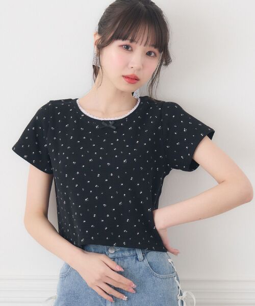 ems excite(エムズエキサイト)の「小花柄ワッフルTEE(Tシャツ/カットソー・レディース・イエロー系その他/ホワイト系その他/ブラック系その他・FREE)」の4枚目の写真