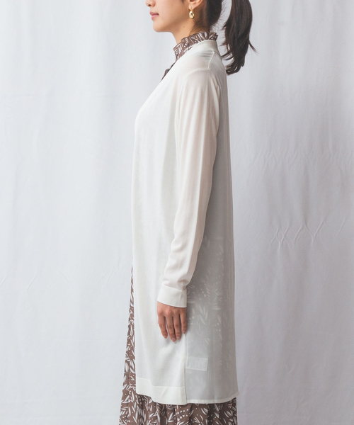 セール】【NARACAMICIE】布帛コンビロングカーディガン（ニット