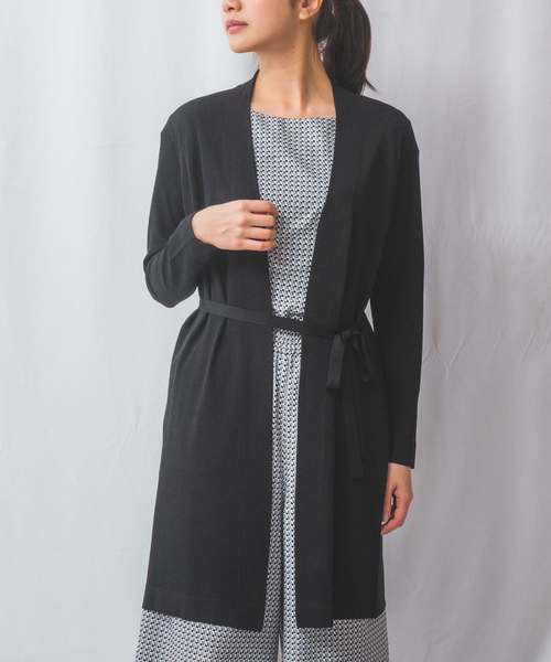 ナラカミーチェ（NARACAMICIE）/【NARACAMICIE】布帛コンビロングカーディガン セール】【NARACAMICIE】布帛コンビロングカーディガン（ニット