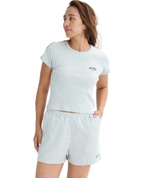 BILLABONG(ビラボン)の「BILLABONG レディース ARCH EMB RIB SHORTS ショートパンツ 【2025年夏モデル】/ビラボンウエストゴムストレッチリブイージーパンツ(その他パンツ・レディース・グレー/マルチ・MEDIUM)」の3枚目の写真