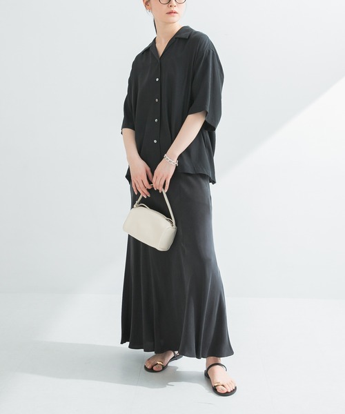 URBAN RESEARCH（アーバンリサーチ）の「『接触冷感』キュプラオープンカラーシャツ（シャツ/ブラウス・レディース・ベージュ系その他/ブラック・FREE）」の11枚目の写真