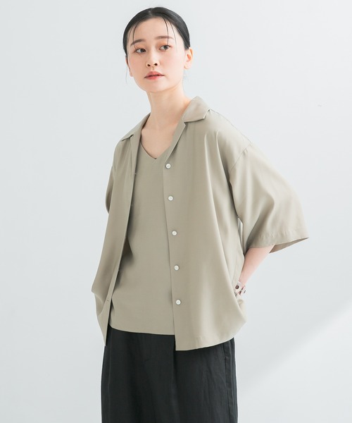 URBAN RESEARCH（アーバンリサーチ）の「『接触冷感』キュプラオープンカラーシャツ（シャツ/ブラウス・レディース・ベージュ系その他/ブラック・FREE）」の17枚目の写真