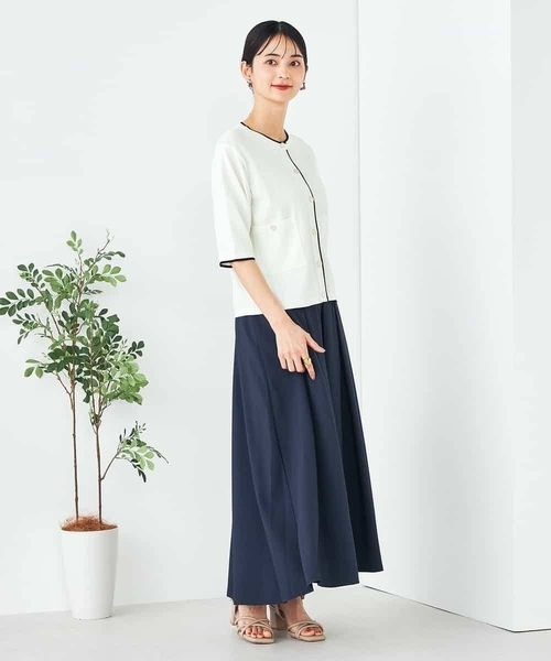 a.v.v(アーヴェヴェ)の「【UVカット/接触冷感】バイカラーハーフスリーブカーディガン(カーディガン/ボレロ・レディース・ホワイト/ブラック・40/38)」の10枚目の写真