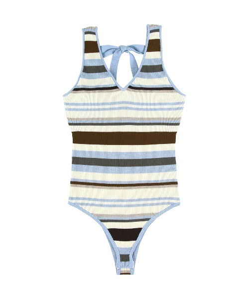 ALEXIA STAM（アリシアスタン）の「Rib Stripe Knit Bodysuit /リブストライプニットボディスーツ（Tシャツ/カットソー・レディース・パープル/レッド/ブルー・S/M）」の9枚目の写真