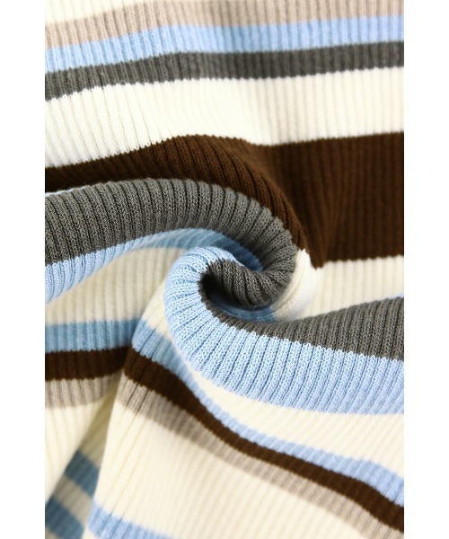 ALEXIA STAM（アリシアスタン）の「Rib Stripe Knit Bodysuit /リブストライプニットボディスーツ（Tシャツ/カットソー・レディース・パープル/レッド/ブルー・S/M）」の13枚目の写真