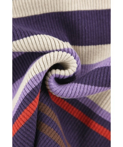 ALEXIA STAM（アリシアスタン）の「Rib Stripe Knit Bodysuit /リブストライプニットボディスーツ（Tシャツ/カットソー・レディース・パープル/レッド/ブルー・S/M）」の18枚目の写真