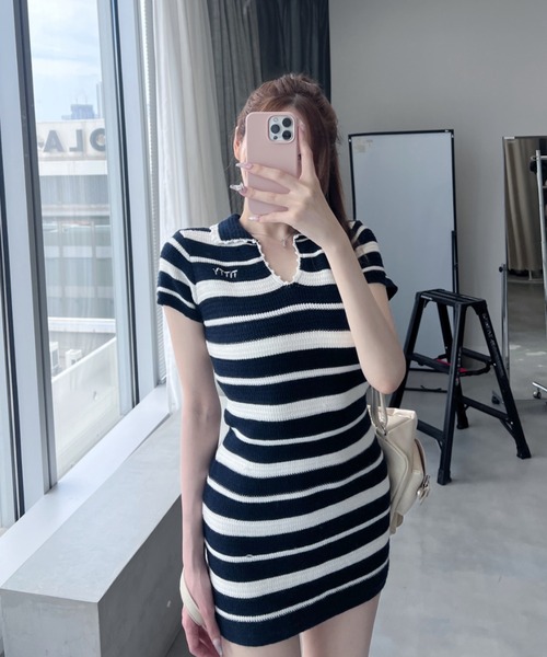 セール】マリンボーダーニットワンピ（ワンピース）｜TITTY&CO.（ティ