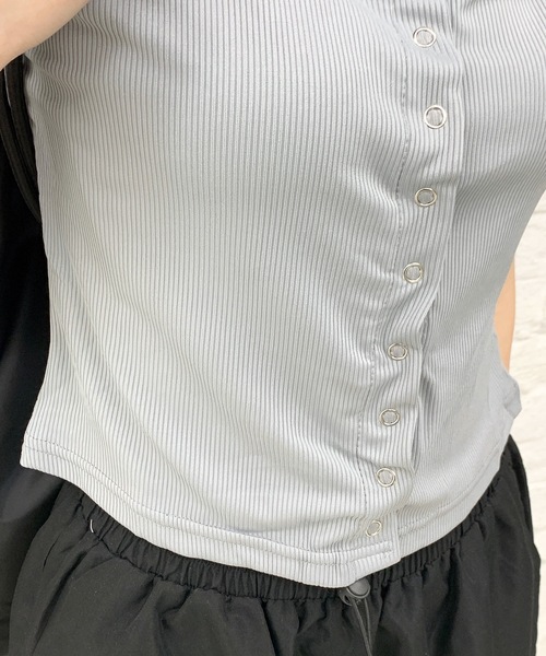 SHEPP(シープ)の「クロップフロントスナップボタントップス(Tシャツ/カットソー・レディース・グレー/ピンク/ホワイト・M)」の22枚目の写真