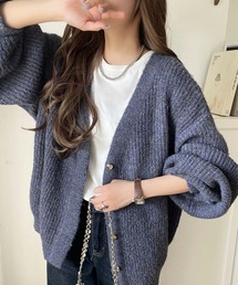 classicalelf（クラシカルエルフ）の「大人上品なニュアンスを演出◎比翼Vネックミックスニットカーディガン（長袖）（カーディガン/ボレロ）」