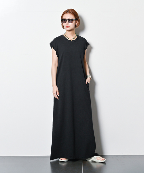 ワンピース octette COTTON SLUB OPS_2COLOR セール】カラーブロッキングニットワンピース（ワンピース