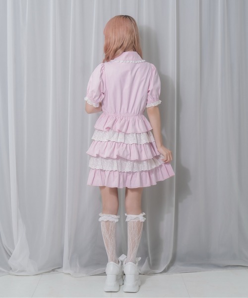 Honey Cinnamon(ハニーシナモン)の「コットンレースパステルワンピース(ワンピース・レディース・ピンク/サックスブルー・FREE)」の14枚目の写真