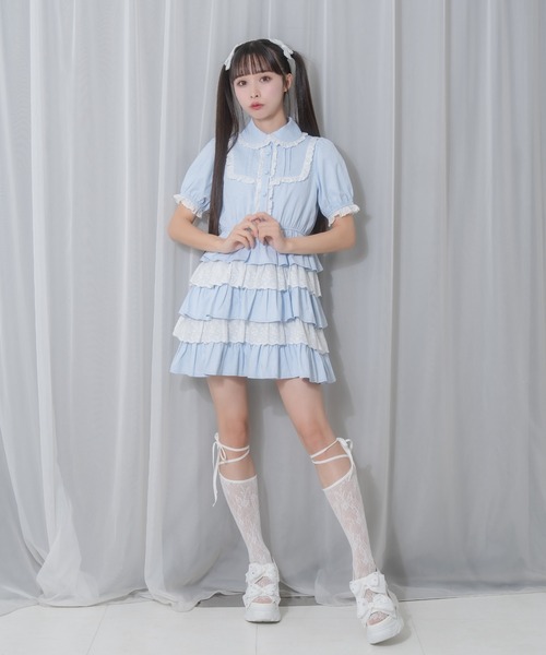 セール】コットンレースパステルワンピース（ワンピース