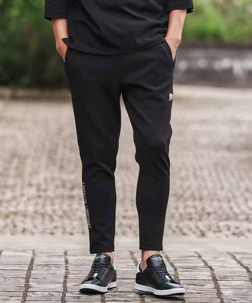 1minute 1second（ワンミニットワンセカンド）の「mp13841-cardboard knit pants with logo print イージーパンツ（その他パンツ・メンズ・ブラック/トップグレー・S/M/L/XL）」の4枚目の写真