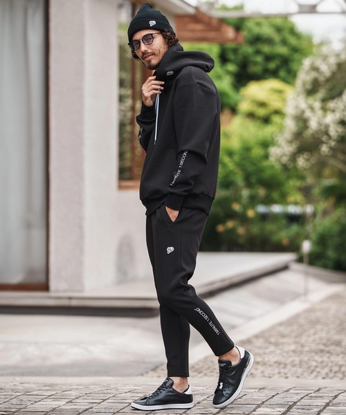 1minute 1second（ワンミニットワンセカンド）の「mp13841-cardboard knit pants with logo print イージーパンツ（その他パンツ・メンズ・ブラック/トップグレー・S/M/L/XL）」の7枚目の写真
