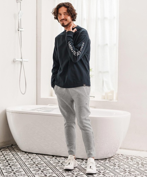 1minute 1second（ワンミニットワンセカンド）の「mp13841-cardboard knit pants with logo print イージーパンツ（その他パンツ・メンズ・ブラック/トップグレー・S/M/L/XL）」の13枚目の写真