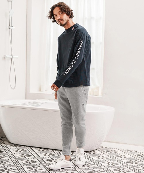 1minute 1second（ワンミニットワンセカンド）の「mp13841-cardboard knit pants with logo print イージーパンツ（その他パンツ・メンズ・ブラック/トップグレー・S/M/L/XL）」の14枚目の写真