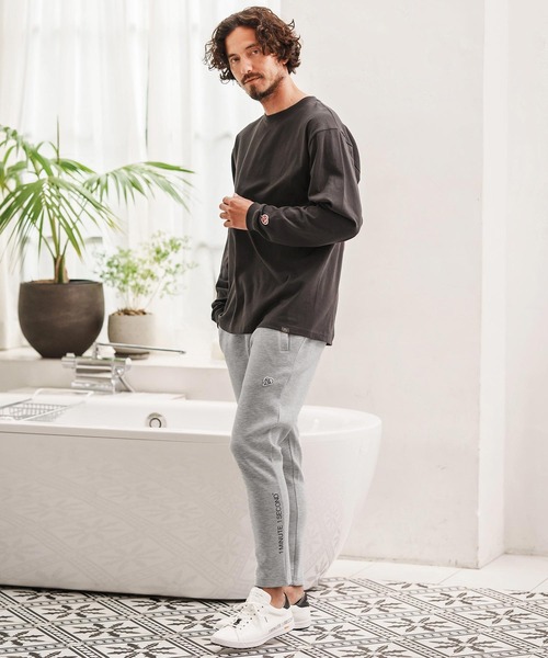 1minute 1second（ワンミニットワンセカンド）の「mp13841-cardboard knit pants with logo print イージーパンツ（その他パンツ・メンズ・ブラック/トップグレー・S/M/L/XL）」の16枚目の写真