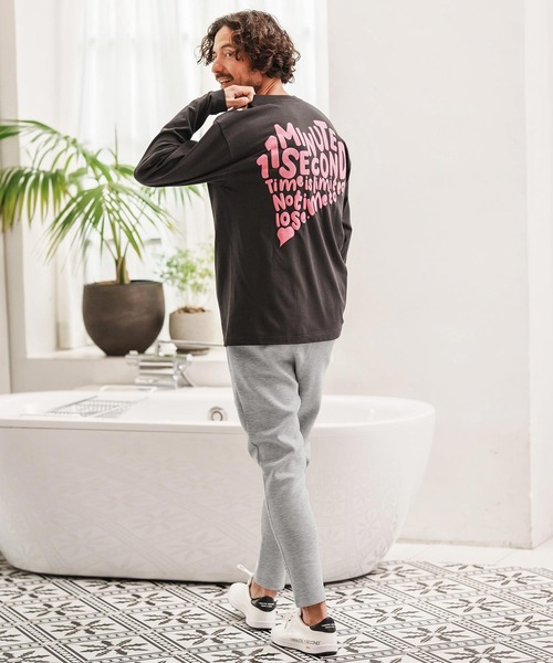 1minute 1second（ワンミニットワンセカンド）の「mp13841-cardboard knit pants with logo print イージーパンツ（その他パンツ・メンズ・ブラック/トップグレー・S/M/L/XL）」の17枚目の写真