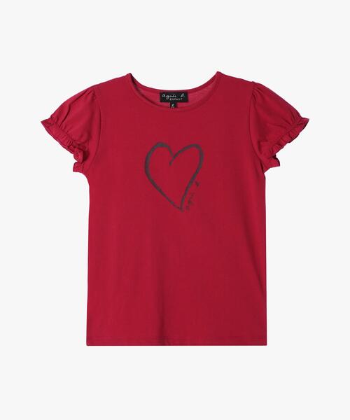 agnes b.(アニエスベー)の「キッズ ハートプリント コットン 半袖 Tシャツ(ニット/セーター・キッズ・ピンク系・12YEAR/10YEAR/4YEAR/8YEAR/6YEAR)」の1枚目の写真