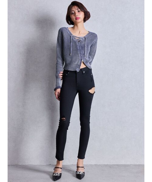 GYDA（ジェイダ）の「3way GDビジューMOLDチェーンストラップポインテッドミュール（パンプス・レディース・ブラック/オフホワイト・SMALL/MEDIUM/LARGE）」の10枚目の写真