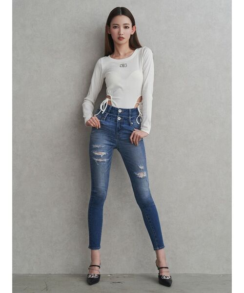 GYDA（ジェイダ）の「3way GDビジューMOLDチェーンストラップポインテッドミュール（パンプス・レディース・ブラック/オフホワイト・SMALL/MEDIUM/LARGE）」の11枚目の写真