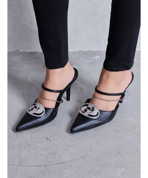 GYDA（ジェイダ）の「3way GDビジューMOLDチェーンストラップポインテッドミュール（パンプス・レディース・ブラック/オフホワイト・SMALL/MEDIUM/LARGE）」の12枚目の写真