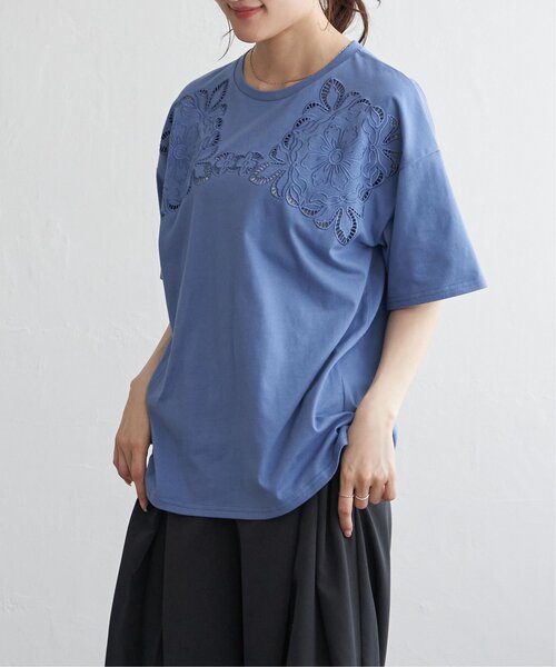セール】花柄カットワーク刺繍Tシャツ（Tシャツ/カットソー）｜notch