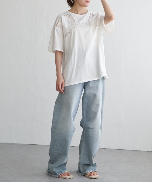 Diagram カットワーク刺繍TOP ホワイト 38 Carhartt WIP cotton t-shirt S/S Work Pocket T-Shirt brown color