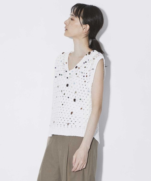 AKIRANAKA/アキラナカ】別注 Gerda glass beads&ores knit WH