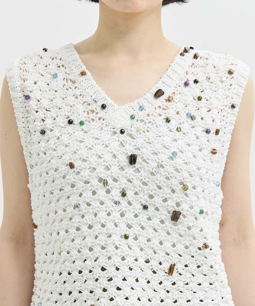 AKIRANAKA/アキラナカ】別注 Gerda glass beads&ores knit WH