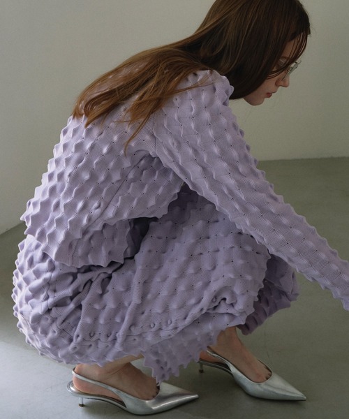 HONEY MI HONEY(ハニーミーハニー)の「spiky knit tight skirt(スカート・レディース・オフホワイト/ブラック/ラベンダー・FREE)」の7枚目の写真