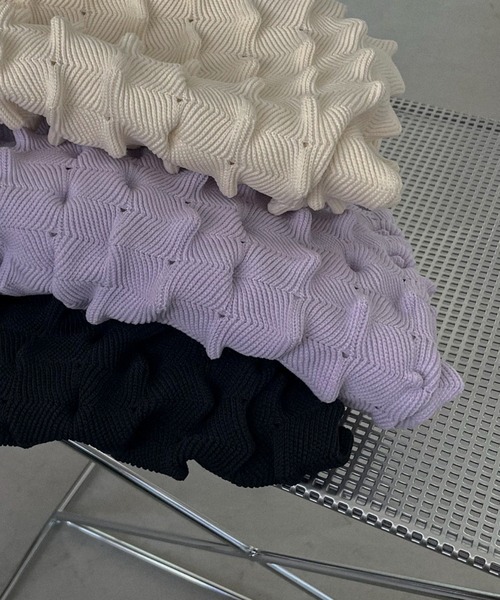 HONEY MI HONEY(ハニーミーハニー)の「spiky knit tight skirt(スカート・レディース・オフホワイト/ブラック/ラベンダー・FREE)」の19枚目の写真