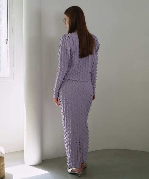 HONEY MI HONEY(ハニーミーハニー)の「spiky knit tight skirt(スカート・レディース・オフホワイト/ブラック/ラベンダー・FREE)」の5枚目の写真