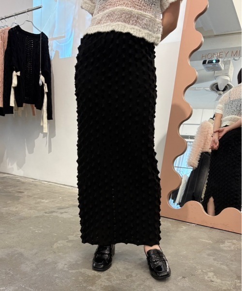 HONEY MI HONEY(ハニーミーハニー)の「spiky knit tight skirt(スカート・レディース・オフホワイト/ブラック/ラベンダー・FREE)」の13枚目の写真