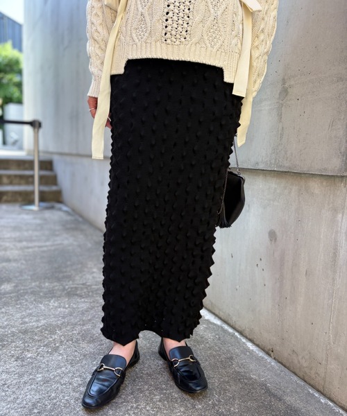 HONEY MI HONEY(ハニーミーハニー)の「spiky knit tight skirt(スカート・レディース・オフホワイト/ブラック/ラベンダー・FREE)」の9枚目の写真