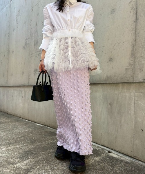 HONEY MI HONEY(ハニーミーハニー)の「spiky knit tight skirt(スカート・レディース・オフホワイト/ブラック/ラベンダー・FREE)」の11枚目の写真