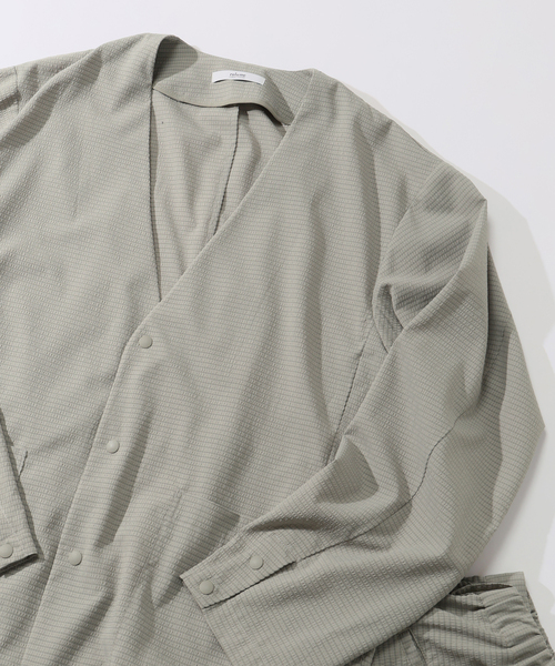 JOURNAL STANDARD relume（ジャーナルスタンダード　レリューム）の「【DRY-STUFF】エアリードッツ サッカー ノーカラージャケット（ノーカラージャケット・メンズ・ブラック/ダークブルー/ナチュラル・MEDIUM/LARGE）」の8枚目の写真