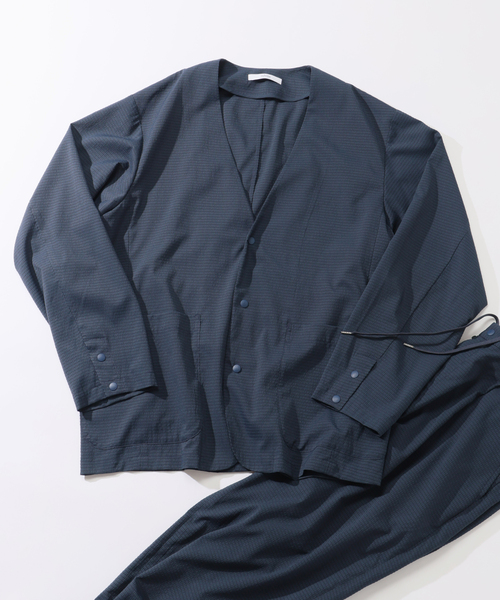 JOURNAL STANDARD relume（ジャーナルスタンダード　レリューム）の「【DRY-STUFF】エアリードッツ サッカー ノーカラージャケット（ノーカラージャケット・メンズ・ブラック/ダークブルー/ナチュラル・MEDIUM/LARGE）」の9枚目の写真