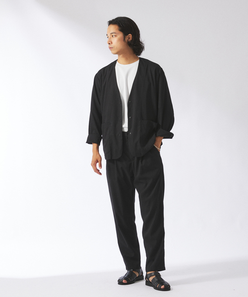 JOURNAL STANDARD relume（ジャーナルスタンダード　レリューム）の「【DRY-STUFF】エアリードッツ サッカー ノーカラージャケット（ノーカラージャケット・メンズ・ブラック/ダークブルー/ナチュラル・MEDIUM/LARGE）」の14枚目の写真