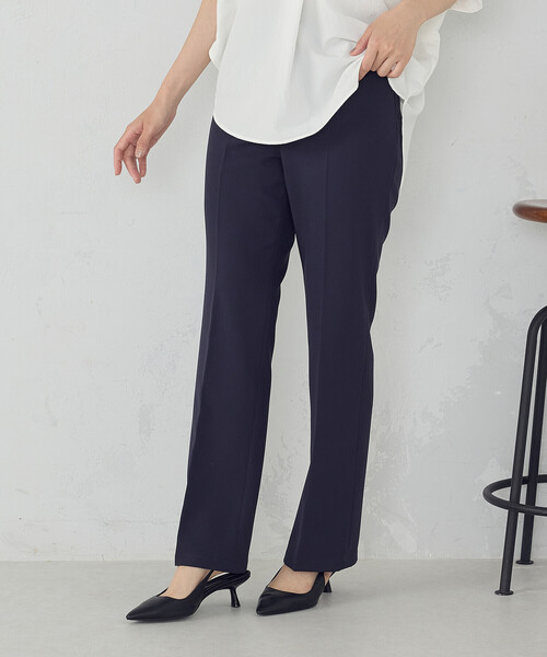 美しいベーシックパンツ】ポリエステルストレッチ セミフレア