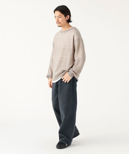 B:MING by BEAMS（ビーミングバイビームス）の「7ゲージ メッシュ クルーネック ニット（ユニセックス）（ニット/セーター・メンズ・グレー/ブラック・S/M/L/XL）」の3枚目の写真