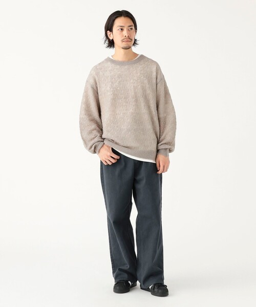 B:MING by BEAMS（ビーミングバイビームス）の「7ゲージ メッシュ クルーネック ニット（ユニセックス）（ニット/セーター・メンズ・グレー/ブラック・S/M/L/XL）」の4枚目の写真