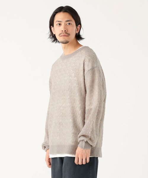 B:MING by BEAMS（ビーミングバイビームス）の「7ゲージ メッシュ クルーネック ニット（ユニセックス）（ニット/セーター・メンズ・グレー/ブラック・S/M/L/XL）」の5枚目の写真