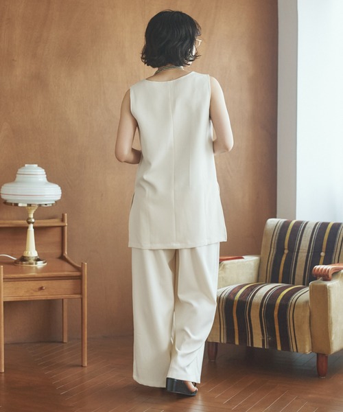 LAULEN(ローレン)の「side slit sleeveless set up /ソリッドカラーサイドスリットノースリーブセットアップ(セットアップ・レディース・アイボリー/ブラック/グリーン/ブラウン・FREE)」の7枚目の写真