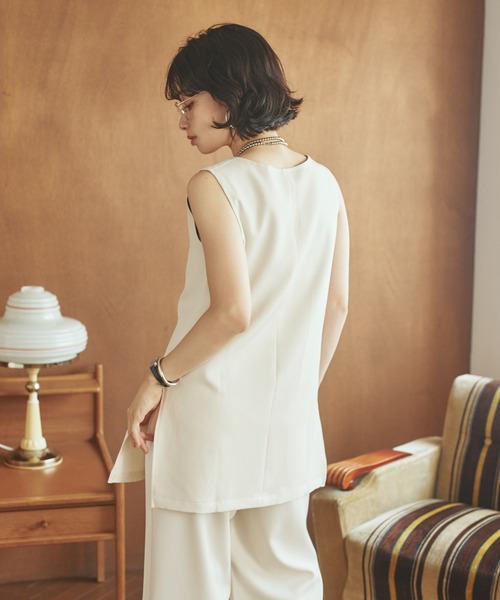 LAULEN(ローレン)の「side slit sleeveless set up /ソリッドカラーサイドスリットノースリーブセットアップ(セットアップ・レディース・アイボリー/ブラック/グリーン/ブラウン・FREE)」の10枚目の写真
