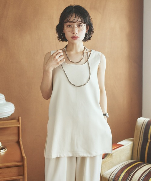 LAULEN(ローレン)の「side slit sleeveless set up /ソリッドカラーサイドスリットノースリーブセットアップ(セットアップ・レディース・アイボリー/ブラック/グリーン/ブラウン・FREE)」の11枚目の写真