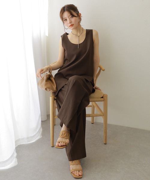 LAULEN(ローレン)の「side slit sleeveless set up /ソリッドカラーサイドスリットノースリーブセットアップ(セットアップ・レディース・アイボリー/ブラック/グリーン/ブラウン・FREE)」の14枚目の写真