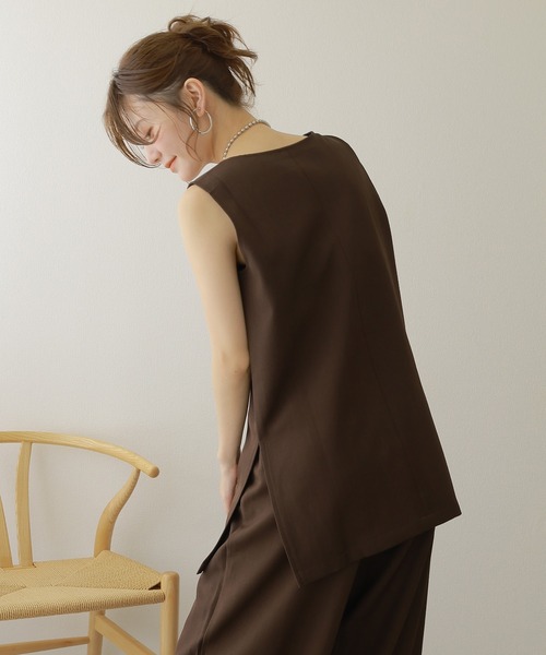 LAULEN(ローレン)の「side slit sleeveless set up /ソリッドカラーサイドスリットノースリーブセットアップ(セットアップ・レディース・アイボリー/ブラック/グリーン/ブラウン・FREE)」の16枚目の写真
